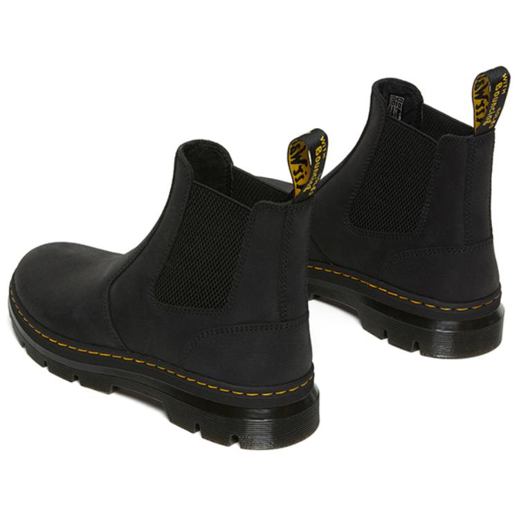 Dr. Martens Leather Casual Comfortable Mid-Calf Chelsea Boots Unisex Boots Black 26002001