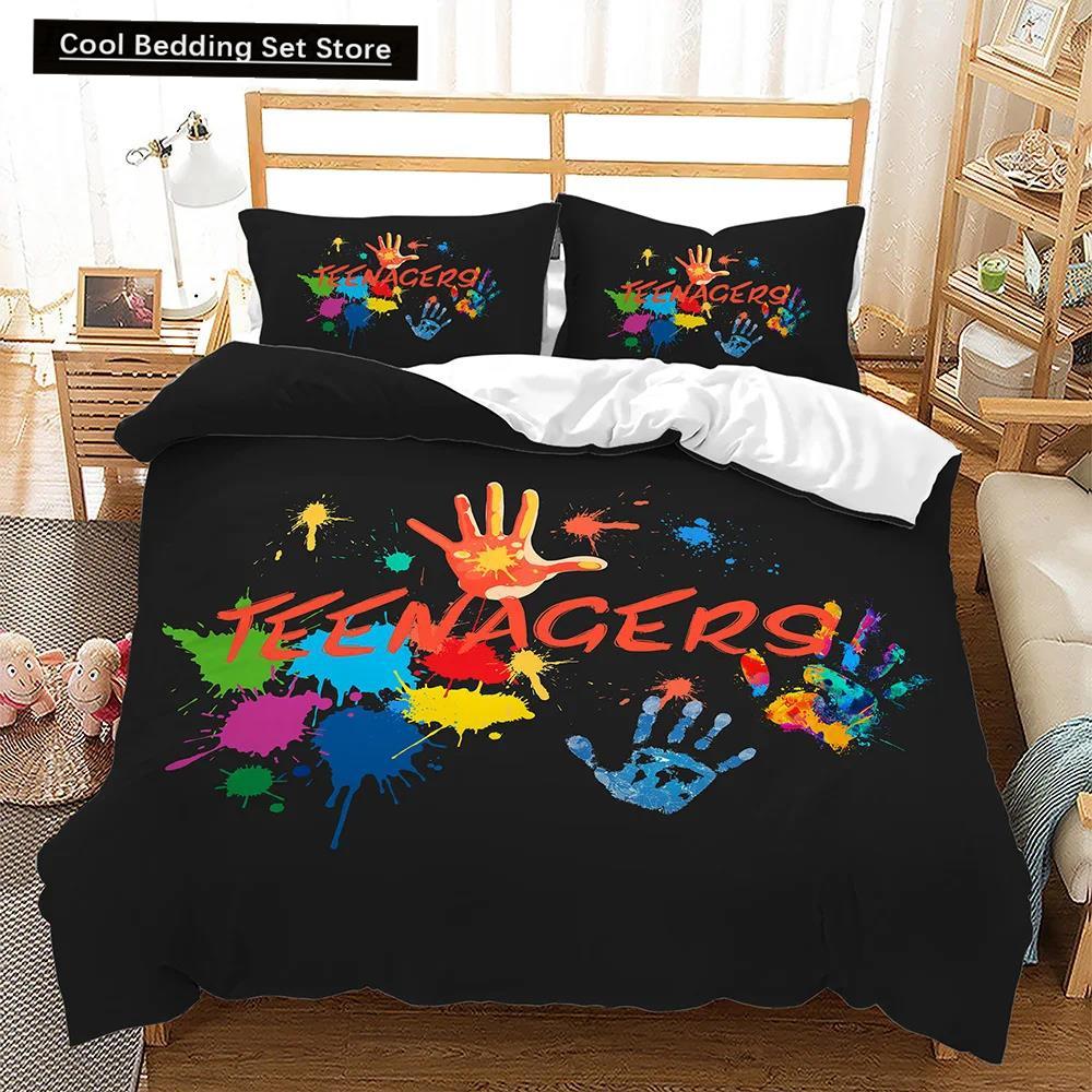 Bedding Set For Baby Kids Child 3D Cartoon Graffiti Crib Duvet Cover Pillowcase 2/3Pcs Polyester Quilt Cover King Queen Full