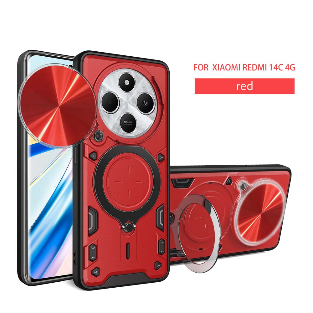 Magsafe Magnetic Camera Protection Case For Redmi 14C Armor Hybrid Metal Ring Back Cover For Redmi A3