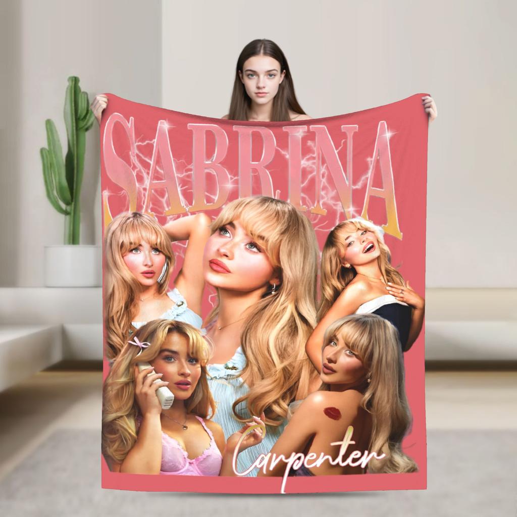 Coperta in Flanella Album Sabrina Carpenter Coperta Morbida per Esterni Viaggi in Aereo Copriletto Divertente Copri Divano Letto