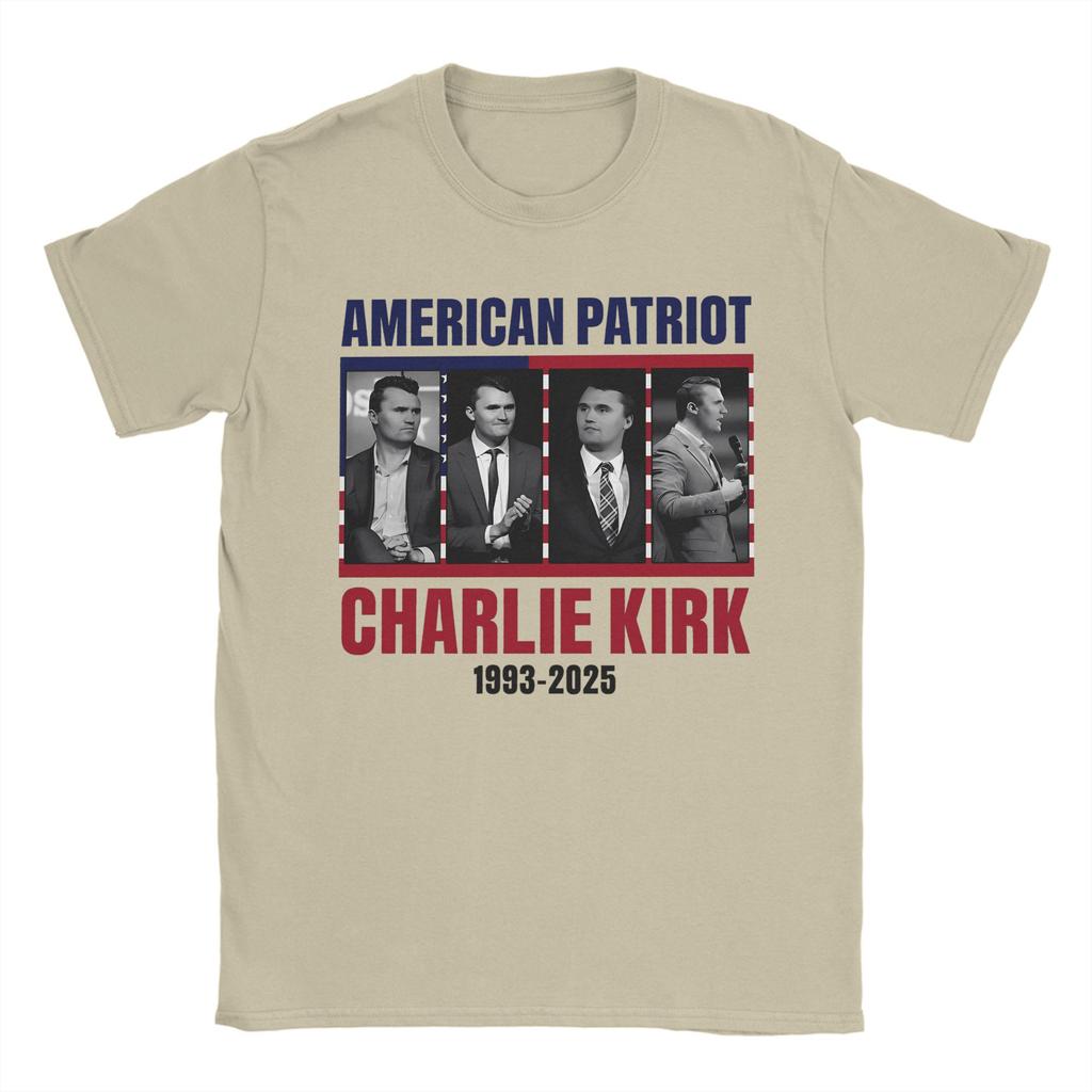Mens TShirt Charlie Kirk American Patriot Creative 100 Cotton Tee Shirt Short Sleeve T Shirt Round Collar Clothes Present