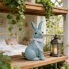 Resin Rattan Easter Bunny Vine Weaving Effect Wicker Bunny Decor Figurine Statue Decorative Ornament for Spring Table Decor