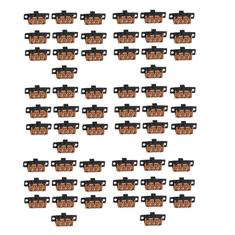 

ABUL-60Pcs High Knob 6 Pin 3 Position DPDT Panel Slide Switch 0.5A 50V DC чорний