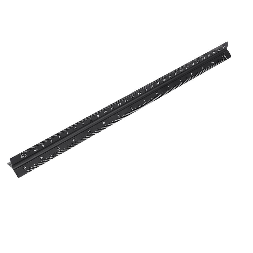 30cm Metric Triangular Engineer Scale Ruler Aluminum Architect Scale Ruler for Architects Students Draftsman Black