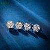 Women Classic Diamond Earrings 925 Silver Moissanite Flower Shape Ear Studs Plated Rose Gold Fashion Jewelry