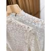 Semi-turtleneck lace sweater with small shirt inside women's spring and autumn new embroidered thin mesh bottoming shirt hollow top women