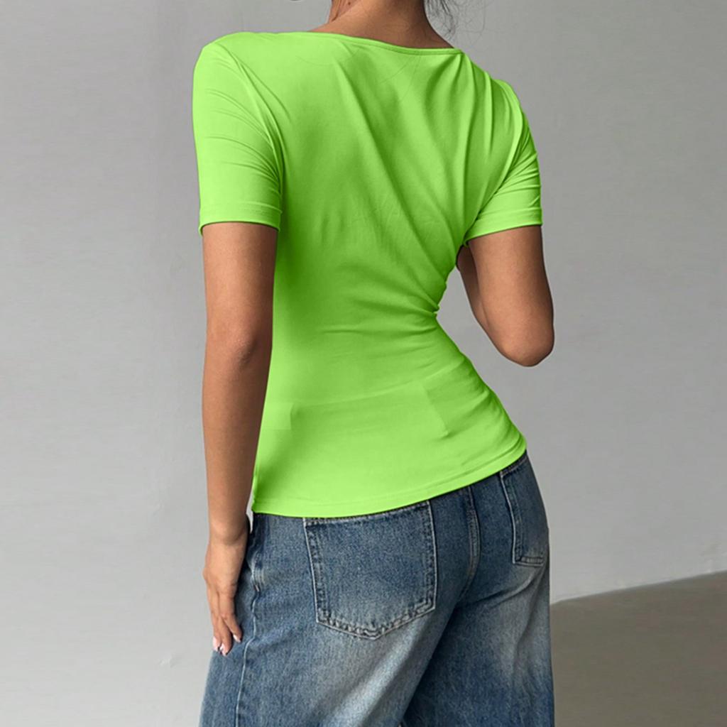 Women's Fashionable Casual Versatile Off-shoulder Pullover Top, Sexy Summer Slim Waist New T-shirt Short Sleeve Top