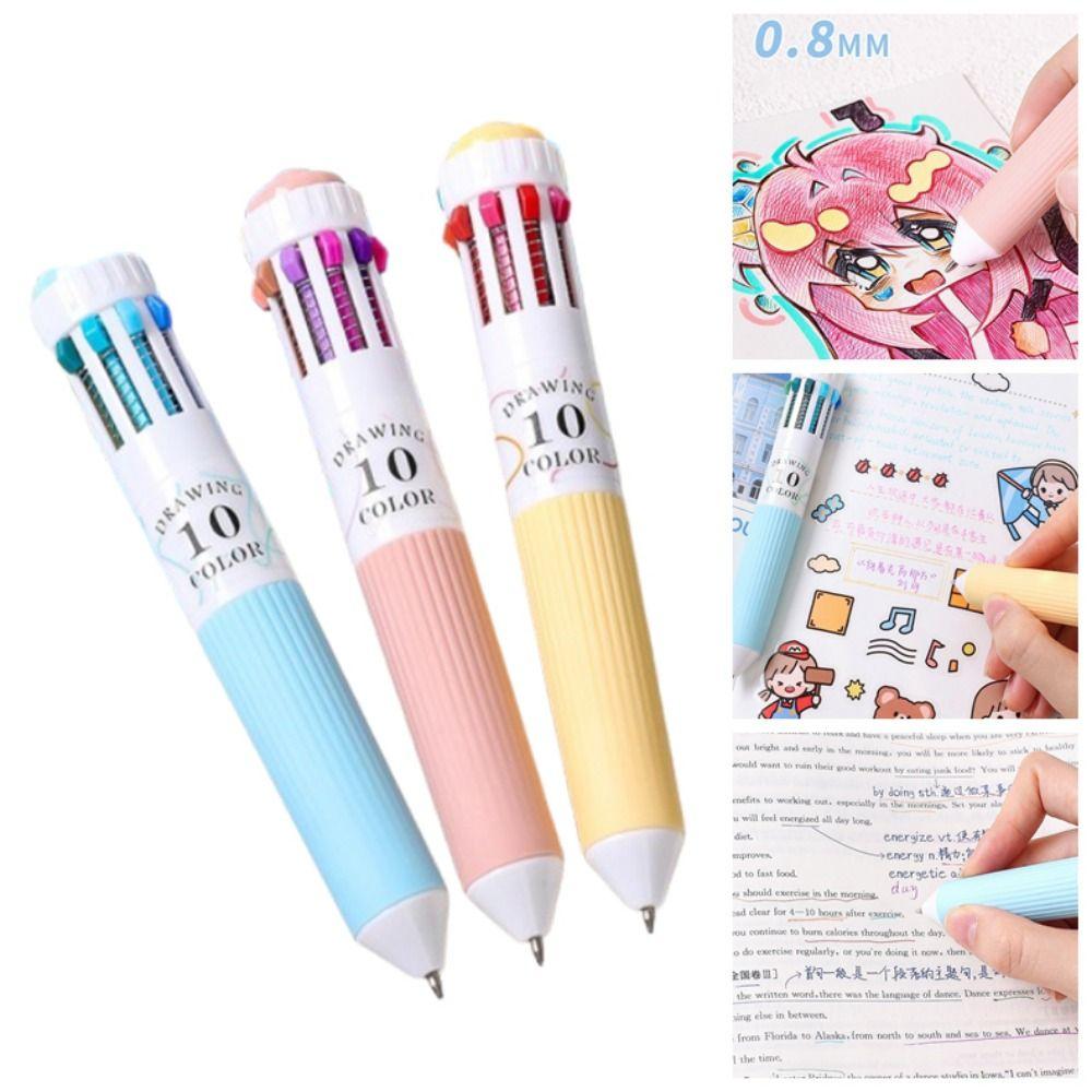 3Pcs/Set Creative Multicolor Ballpoint Pens Multicolored Multicolor Retractable Pen Office Supplies