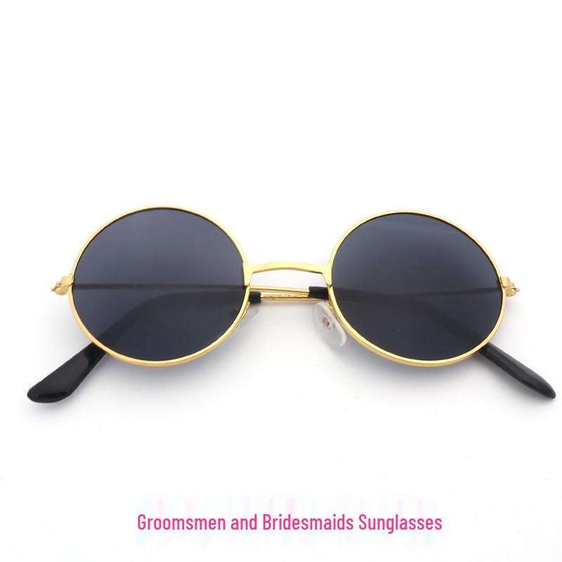 Retro Round Wedding Sunglasses - Perfect for Groomsmen, Bridesmaids, and Performances