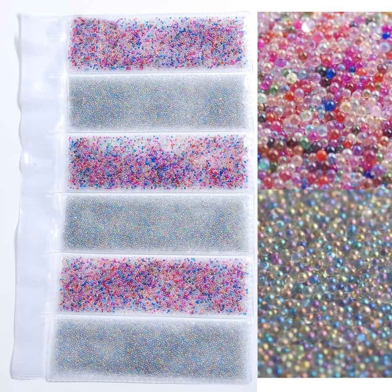 Various Colors Elf Beads Nail Accessories Nail Micro Beads Nail Decor 6-Piece Pack Women