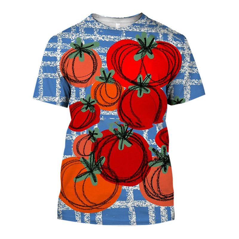 3D Printed Creative Tomato T Shirt For Women Vegetable Art Pattern Tees Summer Loose Round Neck Tops Short Sleeves Women T-Shirts