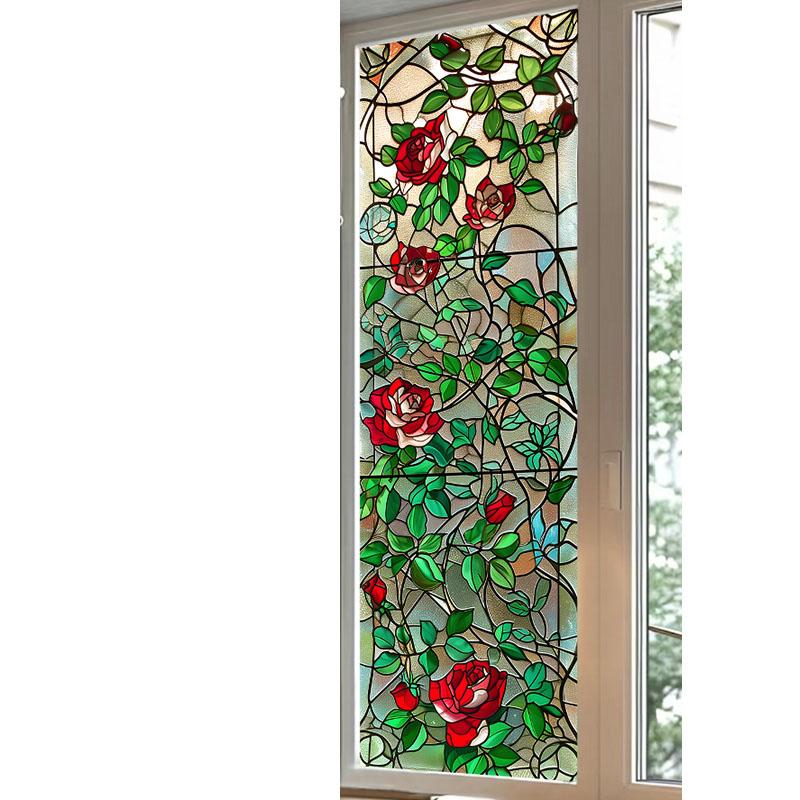 European Style Retro Glass Partition Wall Imitation Color Painting Art Film Translucent Opaque Paper Window Film Stained Glass