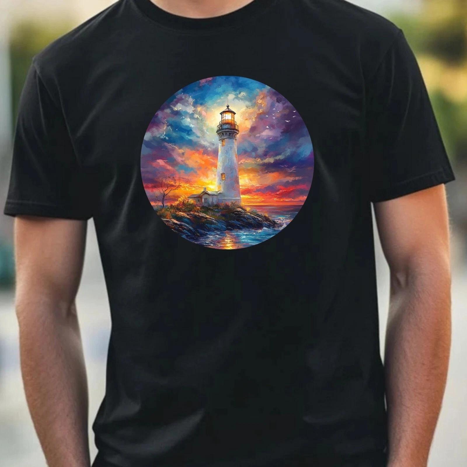 T-Shirt Herren Leuchtturm Portrait Motiv Baumwolle Größe XS bis 5XL L