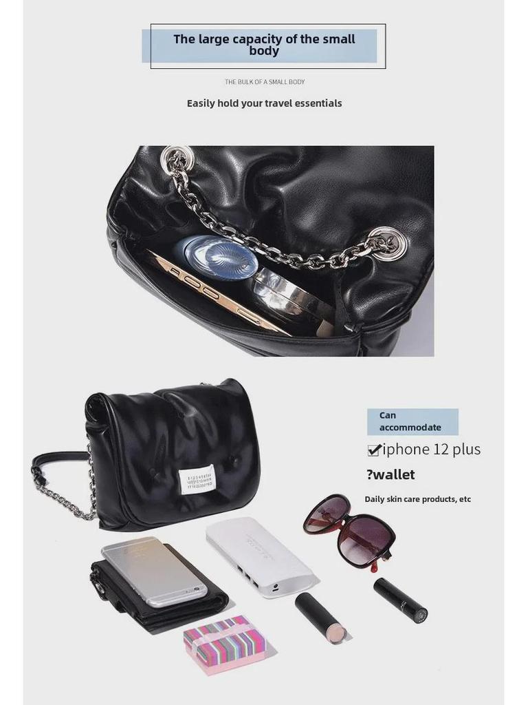 Modna torebka na ramię z miękkiej skóry z podwójnym łańcuszkiem 2025: Modna, pasująca do wszystkiego damska torba pod ramię i listonoszka