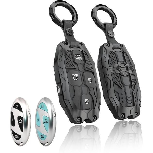 Heavy Key Fob Cover For Hyundai, Key Fob Case Protector Accessories Fits For Hyundai Sonata Santa Fe Tucson KONA Grandeur Ioniq 6 (7 Buttton-Silver)