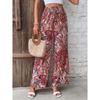 Summer New Fashion Printed Elastic Waist Wide Leg Pants Women Vintage Vacation Beach Pants Casual Woman Simple Thin Office Ladies Long Trousers 25783