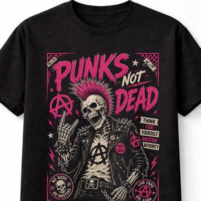 Punks Not Dead Punk Rock Skull Anarchy Rebellion Unisex TShirt
