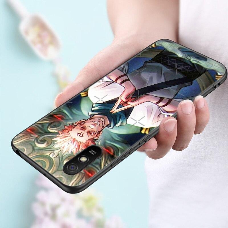 Anime Jujutsu Kaisen Ryomen Sukuna Phone Case For Xiaomi Redmi Note 11 10 9 8 Pro 11T 10T 10S 9S 8T 9 9A 9C 9T Black Soft Cover