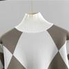 Geomatric feminino camisola conjuntos de ternos outono inverno grosso macio conjuntos de malha pullovers calça longa casual 2 pçs terno de pista