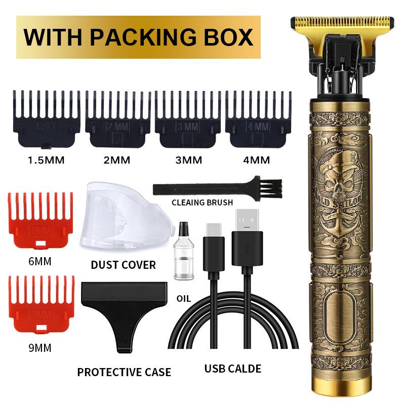 

New multifunctional hair clipper explosions shaving head knife oil head electric clippers rechargeable retro oil head carving clippers