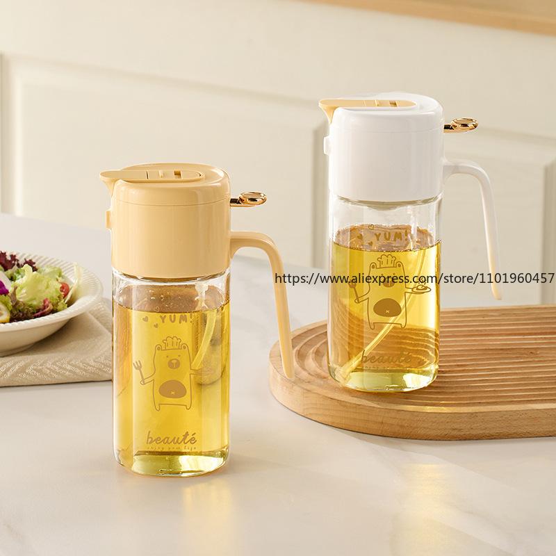 Home Küche Glas Öl Sprüher Ausgießer 2-in-1 Sprühnebel Sprühölflasche für Speiseöl Sojasauce Essig Ölbeständiges Design