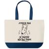 Large Blue Bottom Tote Bag I Can't I Prefer My Bull Terrier I Can't Minimalist | Cotton Canvas 170 G/m² 27 L Pocket