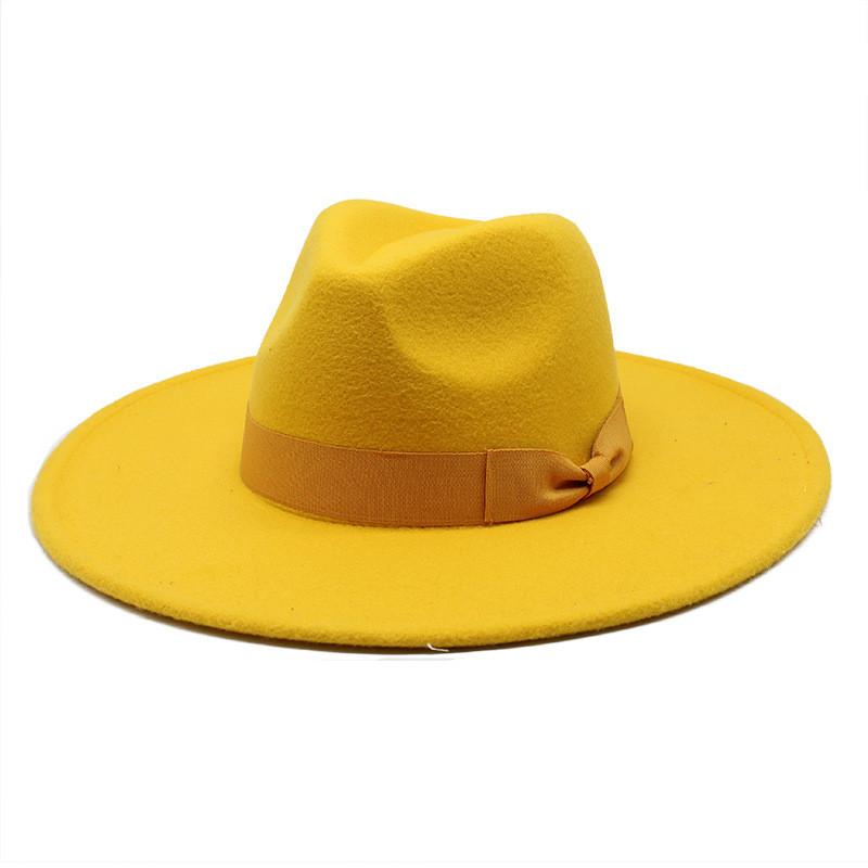 Wool Felt Hat With Large Brim And Bow For Retro Festival Wear