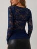 2024 Autumn/Winter Floral Lace Fan-Shaped Blouse for Women