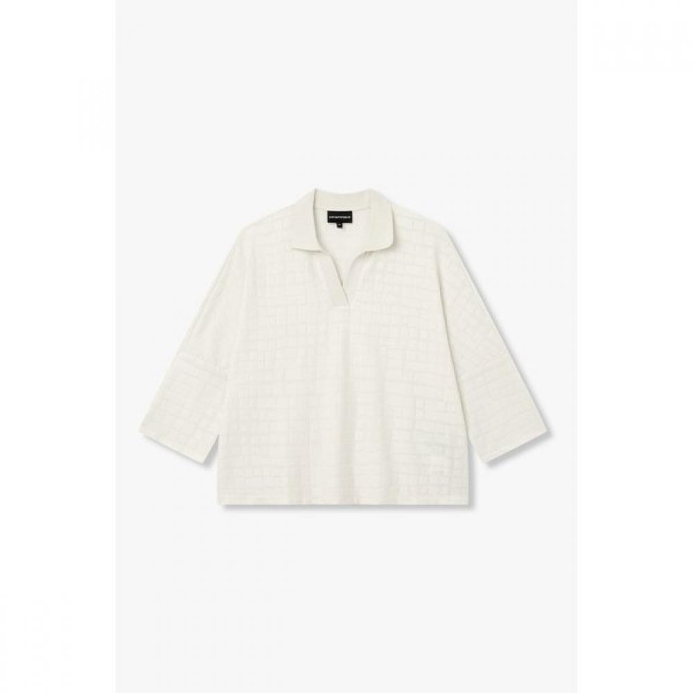 Emporio Armani Women S Drop Shoulder V Neck Polo Knit A526126514 XS
