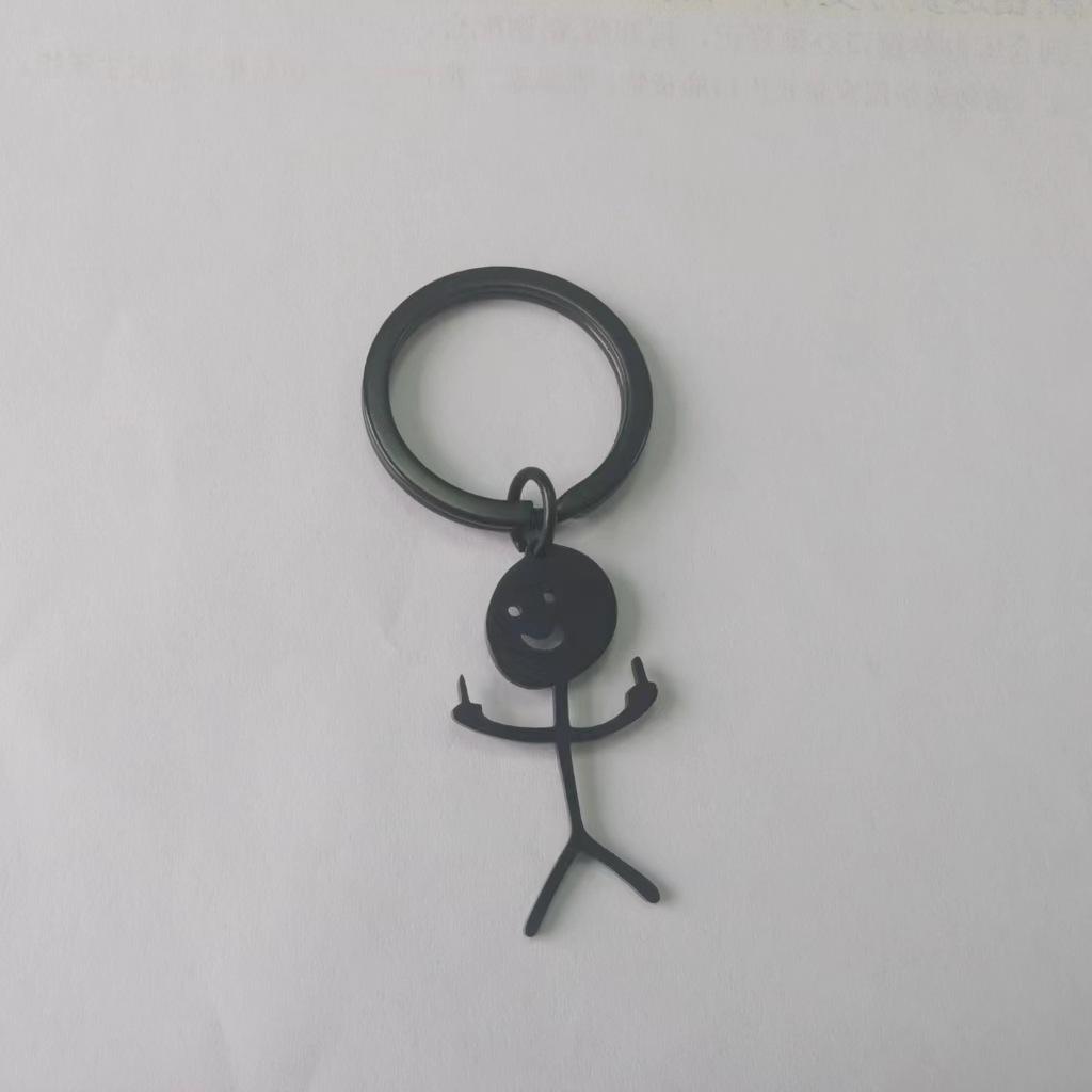 Personalized Middle Finger Stickman Pendant Necklace Stainless Steel Matchstick Hand Gesture Necklace Funny Doodle Necklace