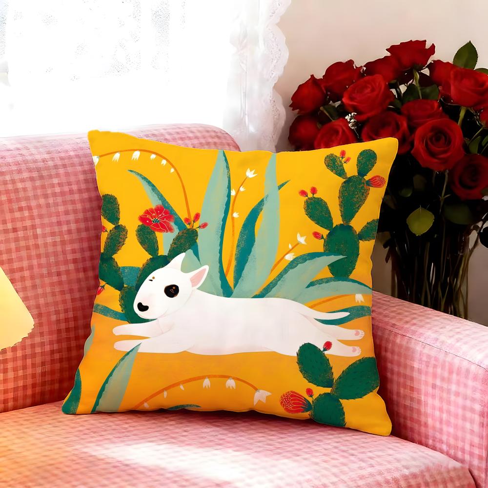 Fun Cartoon Bull Terrier Series Cushion Cover Premium Soft Pillowcase SkinFriendly  MultiPurpose for Home Office Travel