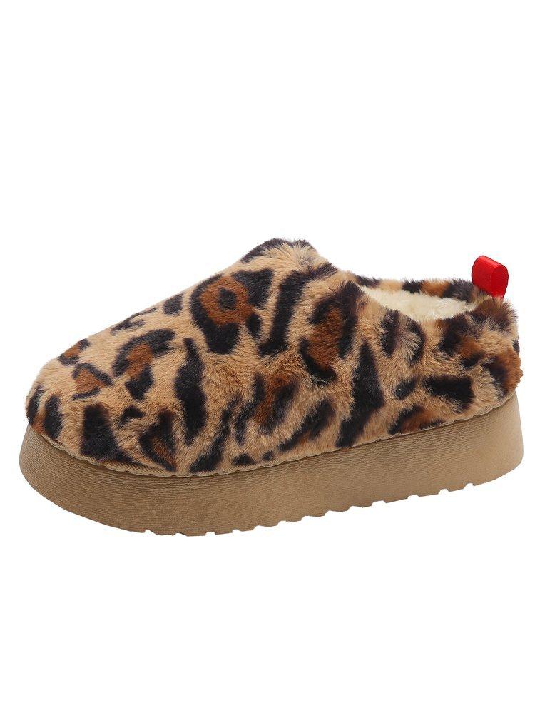 

Леопардовые ботинки для снега на толстой подошве, хлопковые туфли на толстой подошве и каблуке-рюмке, пушистые и плюшевые, и хлопковые ботинки для снега больших размеров. 41 коричневый