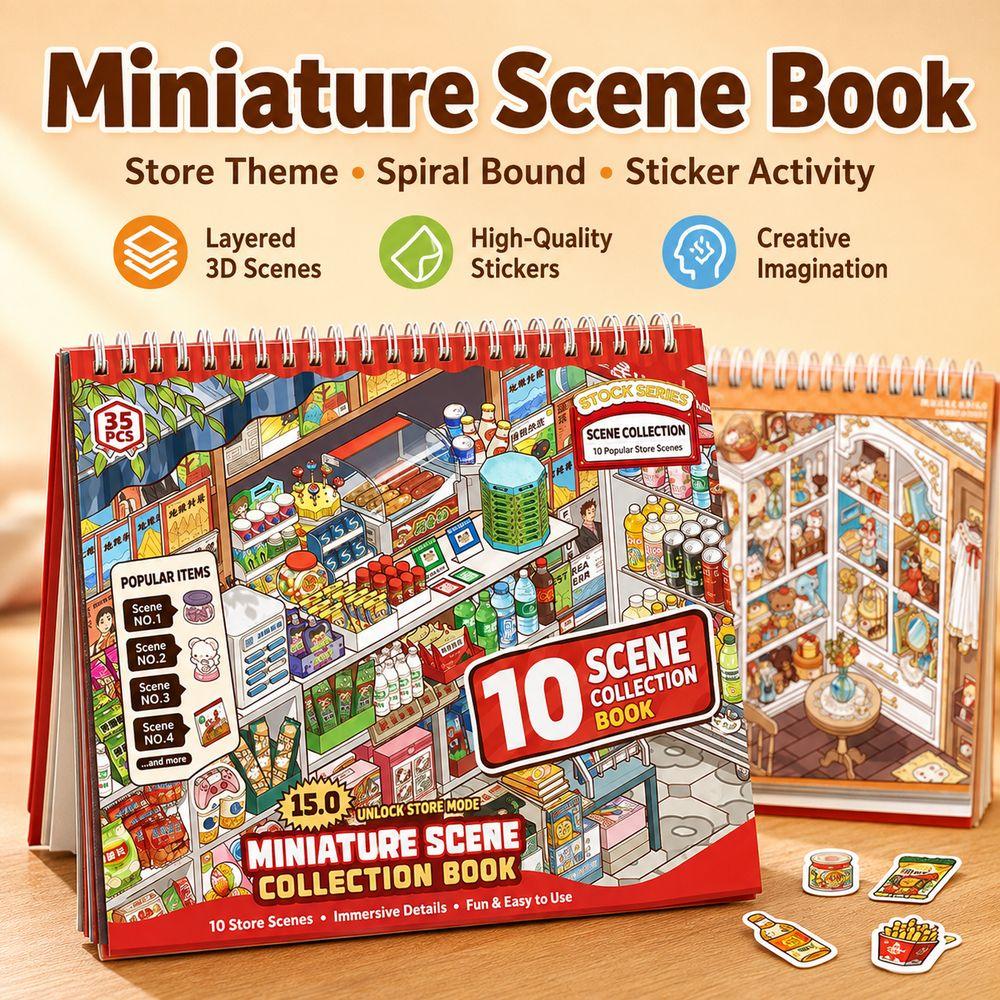 Layered Scene 3D Scenery Stickers Store Theme Stacking Sticker Book  Journaling