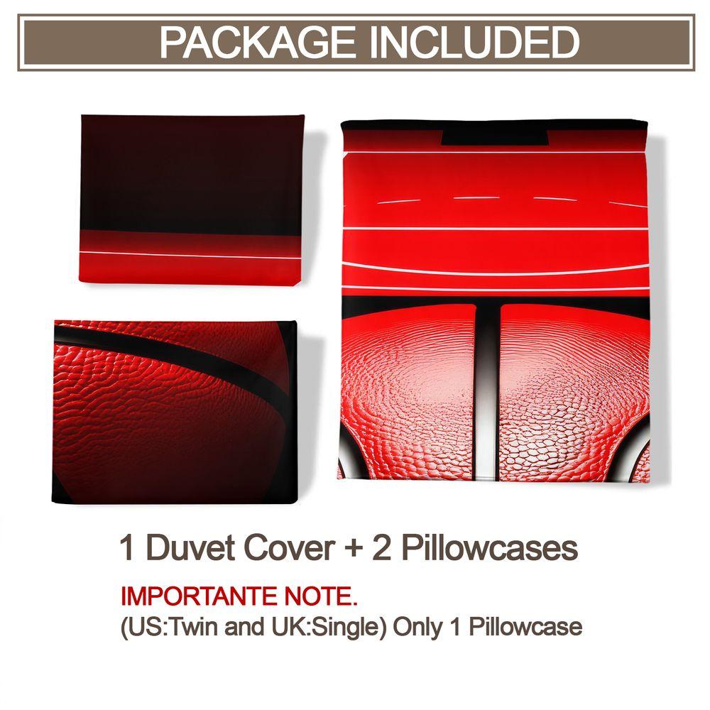 Basketball Sports Duvet Cover Set Red Court Bedding Set Digital Print Microfiber Comforter Cover for Teens Bedroom Home Decor