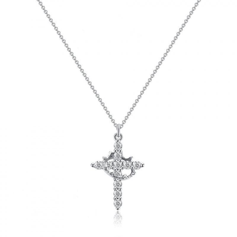 Crown Circle Rotating Necklace - Women's Pendant with Cross and European American Design