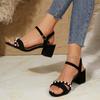 Thick Heeled Sandals for Women High Heels Shoes Woman 2025 Trend Round Toe Design Summer Women's Heel Sandals Size 35-42