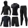 Mens 5-Piece Quick Dry Breathable Cycling Jersey Set Training Running Sportswear
