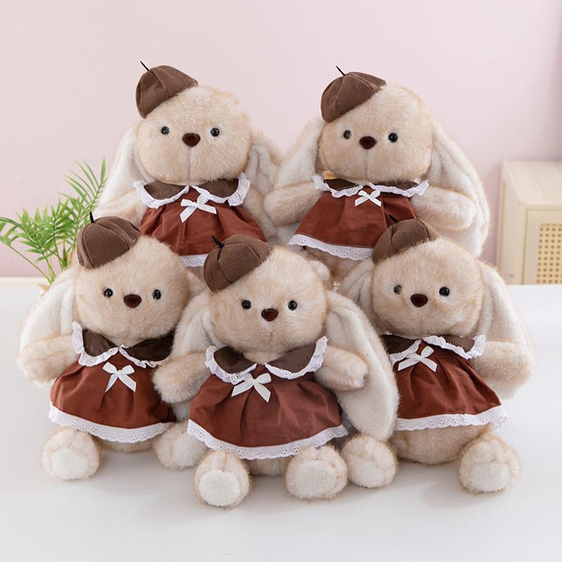 Soft Childrens Rabbit Plush Toy With Dress And Hat Decoration For Birthday Gift