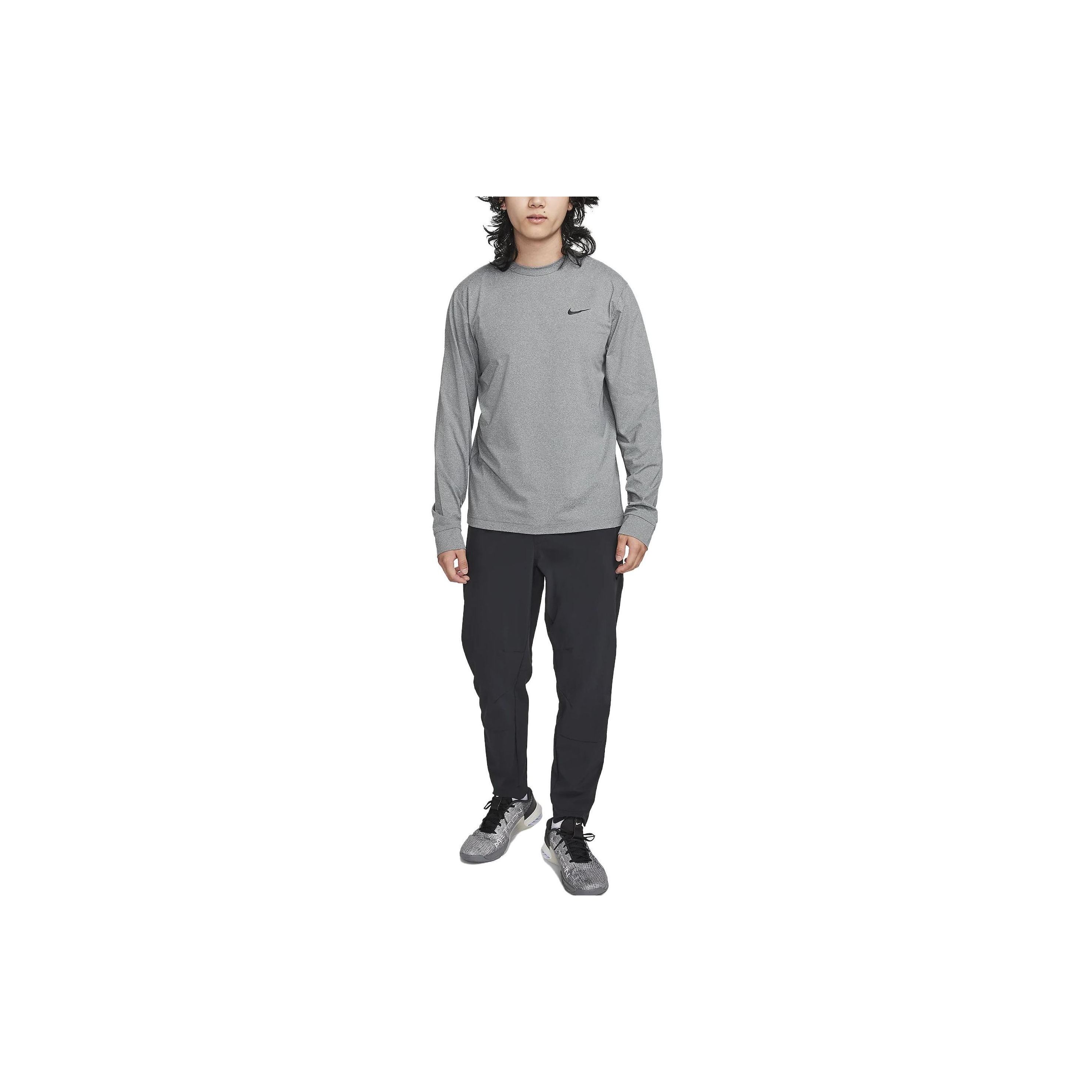 

Nike Dri-FIT UV High Birth Retro Quick-Dry Logo Crew Neck Fitness Pullover Loose Long Sleeve T-Shirt Men T-Shirts Smoke-Gray FB8584-084 S