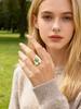 Retro Zircon Natural Stone Rings for Women Square Double Layer Stainless Steel Opening Ring Female Luxurious Jewelry Gifts