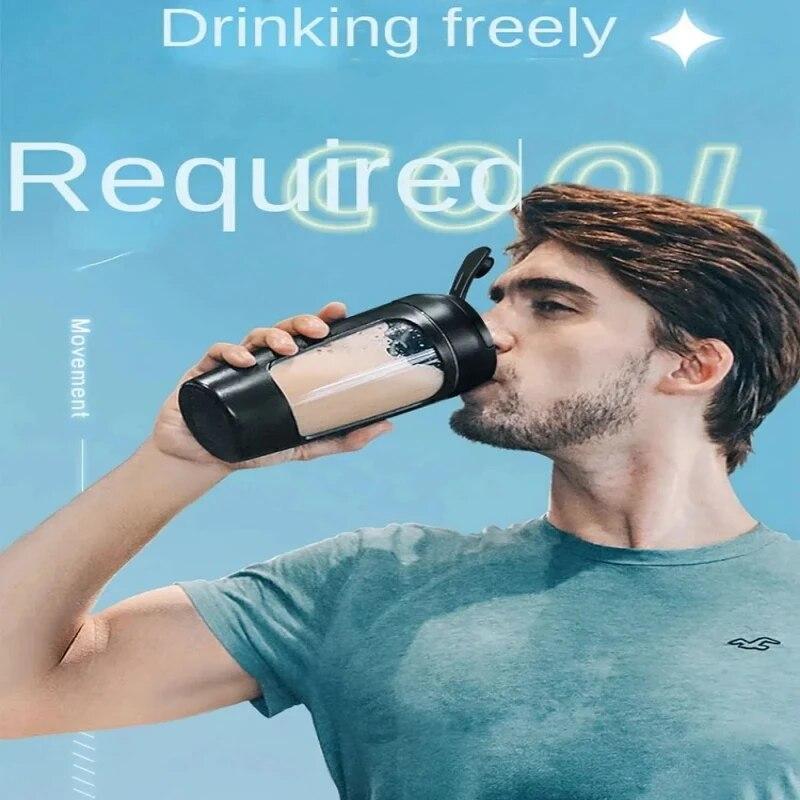 500 ml elektrisk proteinshakerkopp med pulverförvaringsbehållare Mixerkopp Gym sportvattenflaskor med trådvispboll Dryckesartiklar