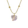 Elegant Gold Titanium Steel Women's Necklace with White Shell, Zircon, and Monogram Tassel