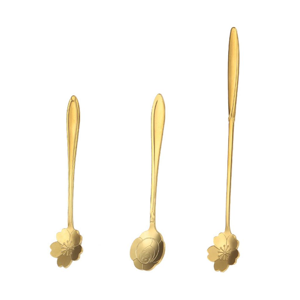 Mixing Spoons Small Flower Teaspoon Coffee Spoon Cute Ice Cream Dessert Spoon Stainless Steel Kitchen Accessories