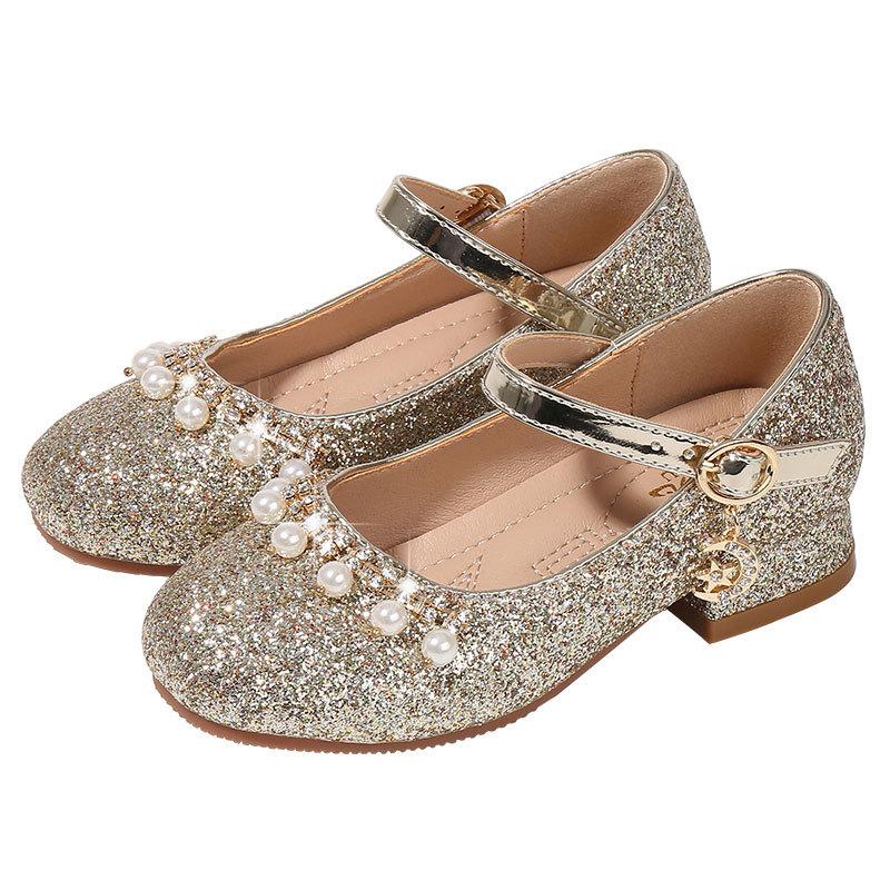 Dívčí boty Velké dětské boty Crystal Princess Malé dětské boty na vysokém podpatku Show Single Shoes