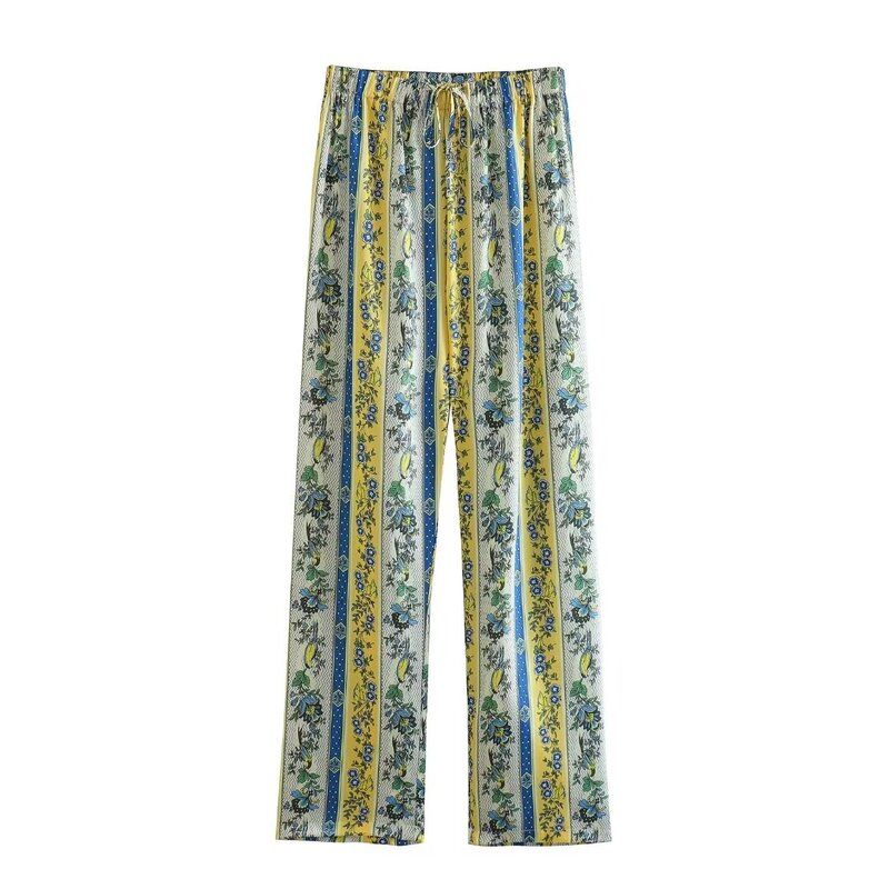 

Fashion Style Fashion Trendy Export Women s New 2023 Single-Breasted Pocket Loose Print Shirt Pants Suit Pants L