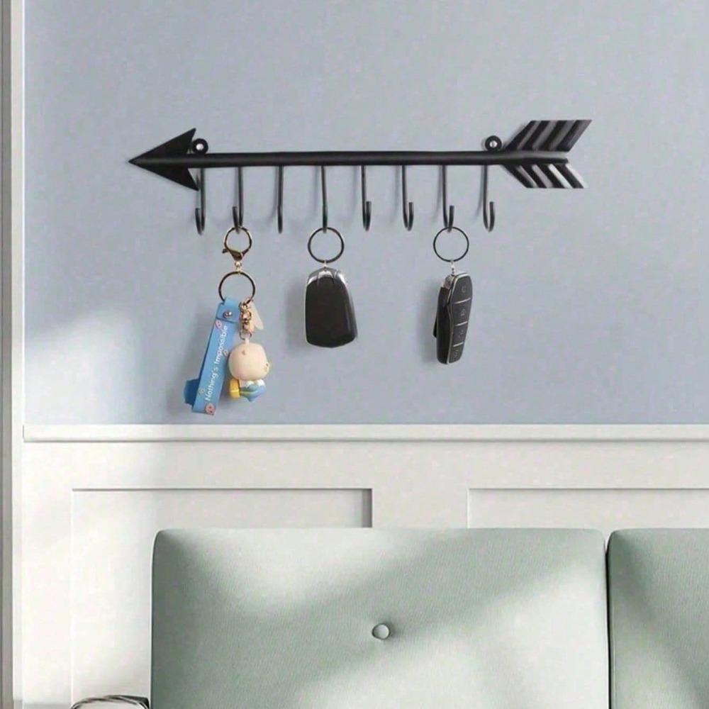 Metal Wall Mounted Bow Arrow Coat Rack, Entryway Organizer with Hooks for Jackets Hats Keys, Modern Home Decor Space Saving Storage