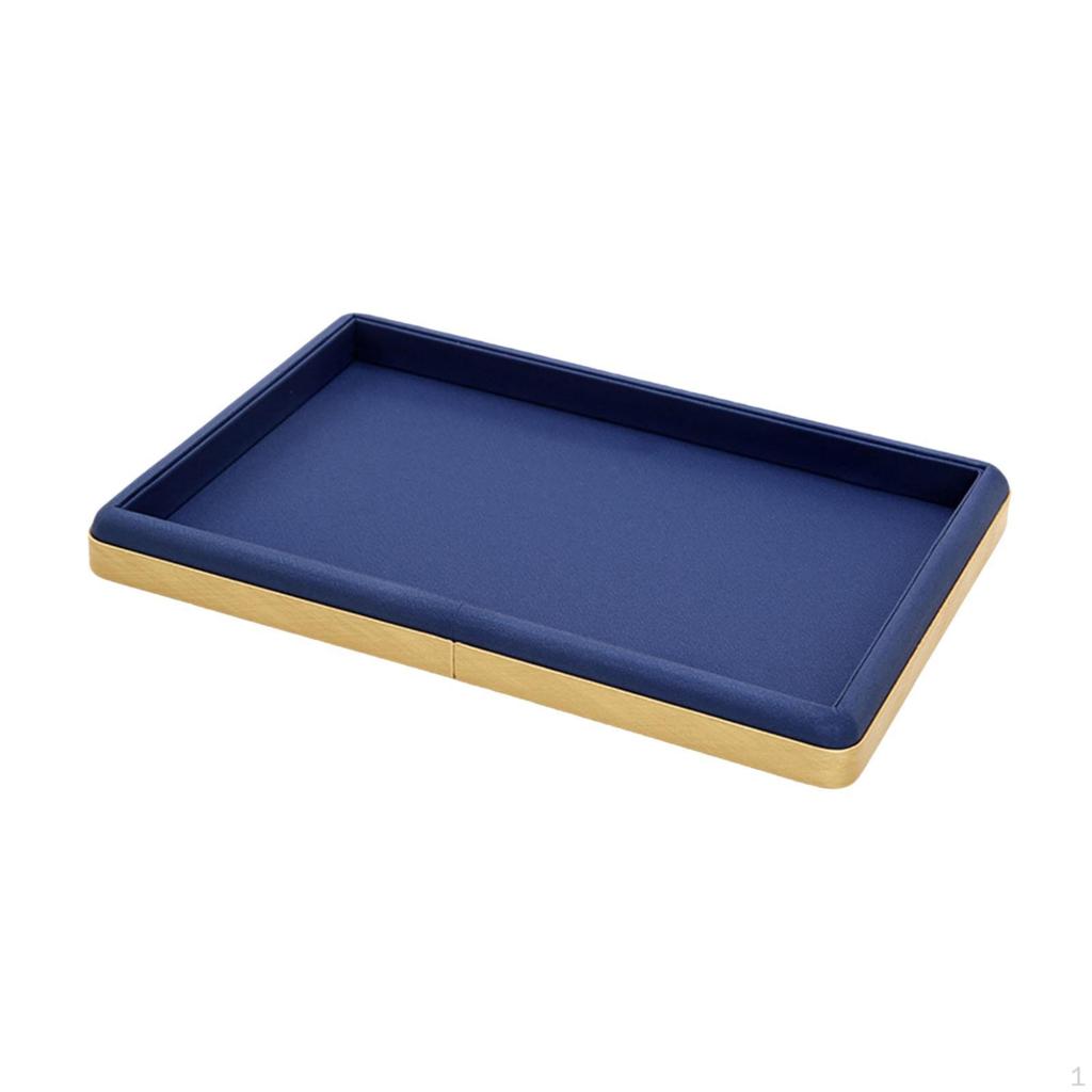 Brushed Leather Jewelry Display Tray, Empty Flat Storage Tray for Cases, Vendors,
