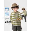 Boys' Mountain-Style Striped Antibacterial Long-Sleeve T-Shirt, Casual Autumn New Style Children's Top, Spring and Autumn Base Shirt