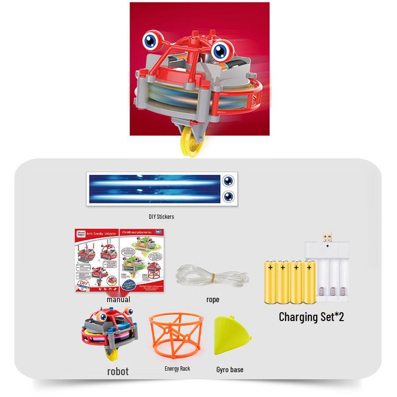 Black Tech Balance Unicycle Robot: Gyroscope Educational Toy for Tightrope Walking