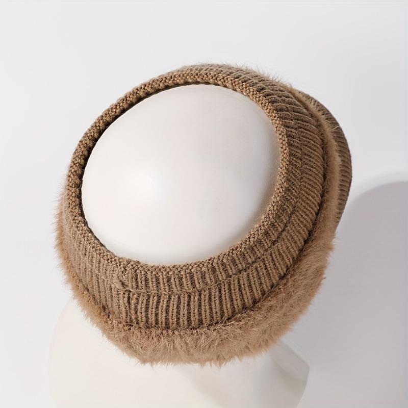 New Women Winter Hat Streetwear Faux Fur Warm Ponytail Cap Fashion Decorate Beanie Hat For Female Casual Earflap Knitted Hat